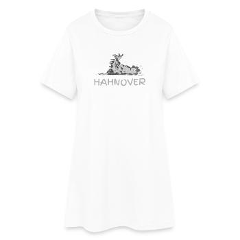 Hahnover - zerrupfter Hahn, grau - Frauen T-Shirt-Kleid - Weiß - Vorne