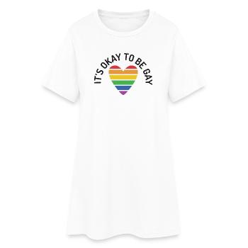 Es ist in Ordnung, schwul zu sein - Frauen T-Shirt-Kleid - Weiß - Vorne