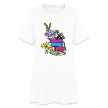 Livres avec des fleurs - Robe T-shirt Femme - blanc - Devant
