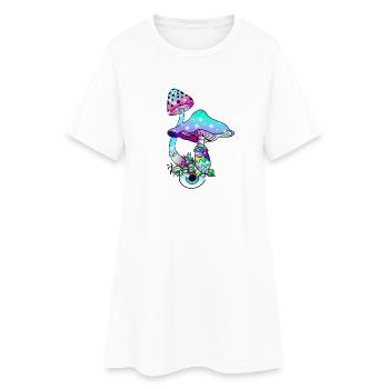 Magic Mushrooms Neon Zauber Pilze Psychedelic - Frauen T-Shirt-Kleid - Weiß - Vorne