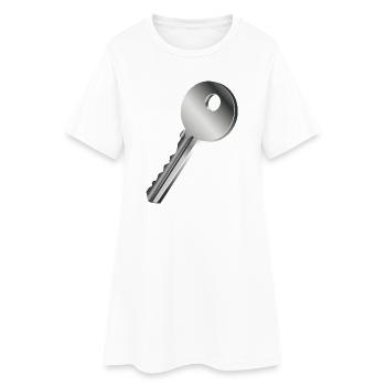 clé unique de couleur argent - Robe T-shirt Femme - blanc - Devant