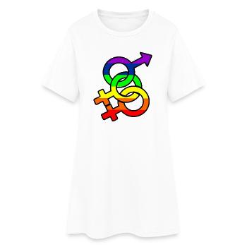 Logo bisexuel de genre 2 avec arc-en-ciel - Robe T-shirt Femme - blanc - Devant