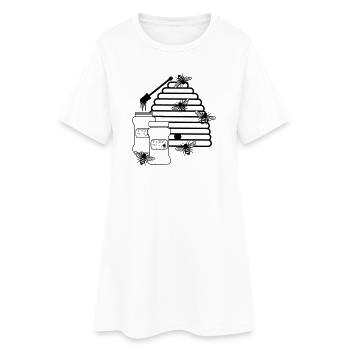 Ruche avec du miel et des abeilles - Robe T-shirt Femme - blanc - Devant