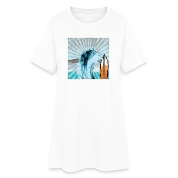 Surfeur Vague Illustration - Robe T-shirt Femme - blanc - Devant
