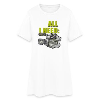 ALL I NEED is alte Videokamera - Frauen T-Shirt-Kleid - Weiß - Vorne