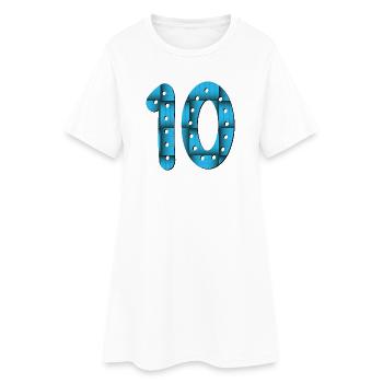 Zahl 10 - ZEHN - 10. Geburtstag - Frauen T-Shirt-Kleid - Weiß - Vorne