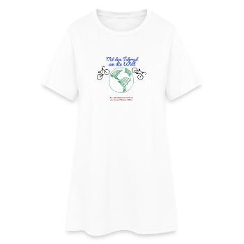 Mit dem Fahrrad um die Welt - Frauen T-Shirt-Kleid - Weiß - Vorne