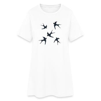 Rauchschwalben, Schwalbenschwarm, Vögel für frauen - Frauen T-Shirt-Kleid - Weiß - Vorne