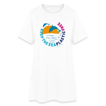 Dauphins, gardez la mer sans plastique - Robe T-shirt Femme - blanc - Devant