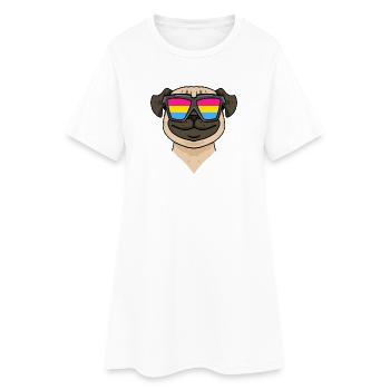 Chien carlin pansexuel - Chien avec lunettes - Robe T-shirt Femme - blanc - Devant