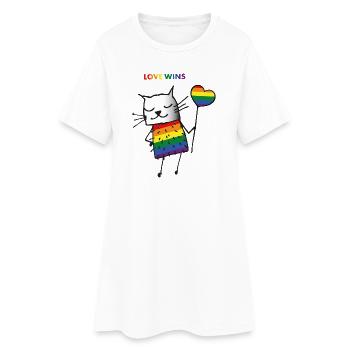 Love Wins - Pride Cat - Frauen T-Shirt-Kleid - Weiß - Vorne
