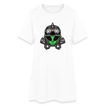 Green Alien - Women’s T-Shirt Dress - white - Front