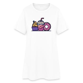 Bonbons Cupcake Donut Snack dent sucrée - Robe T-shirt Femme - blanc - Devant