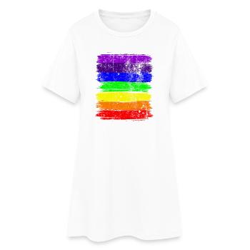 Rayures Vivid Pride - Robe T-shirt Femme - blanc - Devant