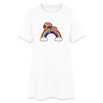 Paresseux arc-en-ciel - Robe T-shirt Femme - blanc - Devant