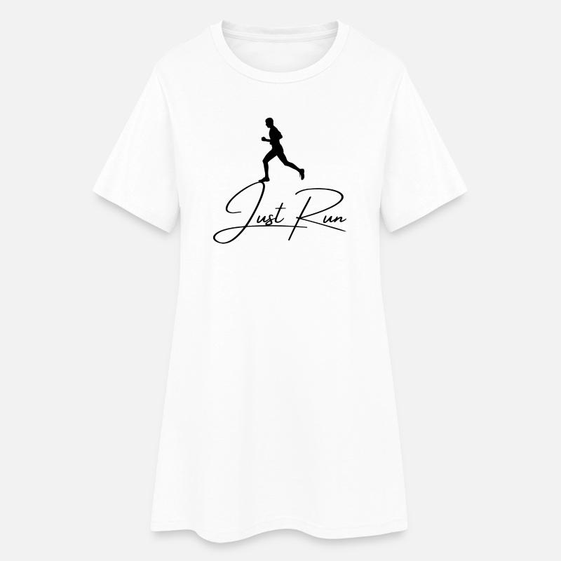 Lauf einfach - Frauen T-Shirt-Kleid - Weiß