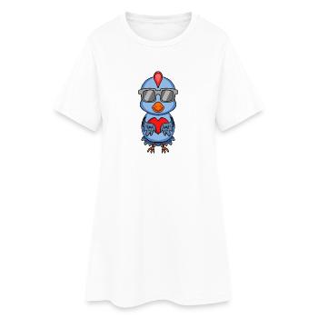 Poulet avec lunettes de soleil et cœur - Robe T-shirt Femme - blanc - Devant