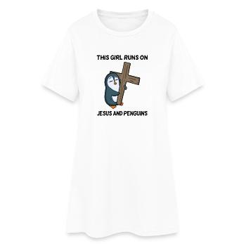 Pingouin et christianisme croisent chères filles - Robe T-shirt Femme - blanc - Devant