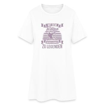 Bogenschiessen mit dem Bogen in den Händen - Frauen T-Shirt-Kleid - Weiß - Vorne