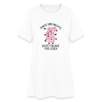 Tante Nichte Familie Partnerlook - Frauen T-Shirt-Kleid - Weiß - Vorne