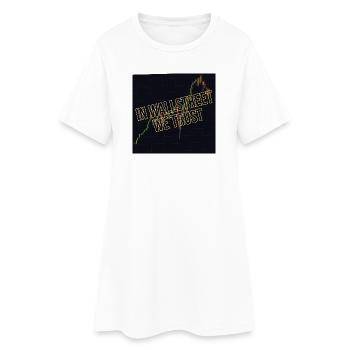 Wallstreet We Trust Finanzmotiv - Frauen T-Shirt-Kleid - Weiß - Vorne