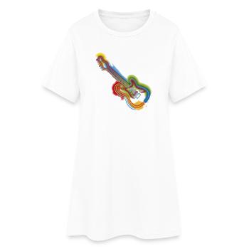Pop Art Guitar - Frauen T-Shirt-Kleid - Weiß - Vorne