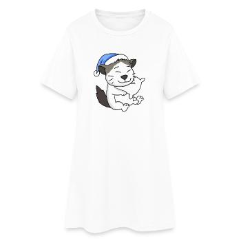 Chat race Ragdoll - Robe T-shirt Femme - blanc - Devant