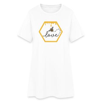 Liebe Honig - Frauen T-Shirt-Kleid - Weiß - Vorne