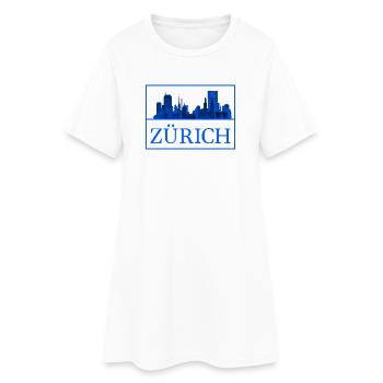 Zurich Skyline Blue Silhouette - Women’s T-Shirt Dress - white - Front