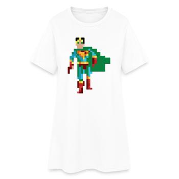 Super-héros pixel art - Héros masculin avec une cape verte - Robe T-shirt Femme - blanc - Devant