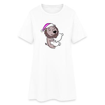 Lion avec oreiller et bonnet de couchage - Robe T-shirt Femme - blanc - Devant