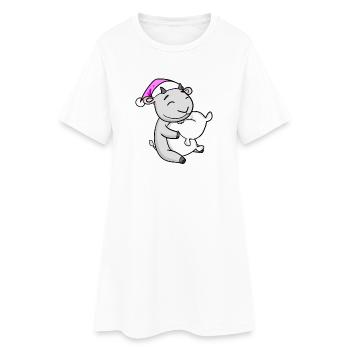 Chèvre avec oreiller et bonnet de couchage - Robe T-shirt Femme - blanc - Devant