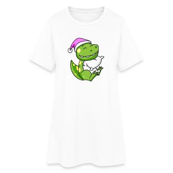 Dinosaure avec oreiller et bonnet de couchage - Robe T-shirt Femme - blanc - Devant