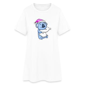 Koala avec oreiller et bonnet de couchage - Robe T-shirt Femme - blanc - Devant