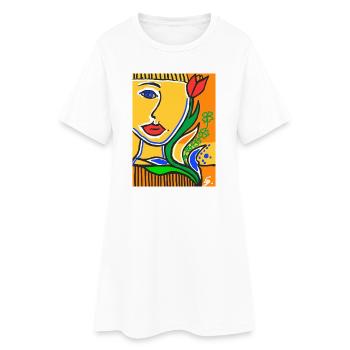 EC Tulipe I Fleurs I Femme I Hollande I Vacances I - Robe T-shirt Femme - blanc - Devant