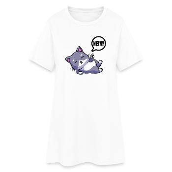 Schlafendes Kätzchen Träumerin - Frauen T-Shirt-Kleid - Weiß - Vorne