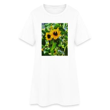 EG Blumen I Sonnenblumen I Urlaub I Garten - Frauen T-Shirt-Kleid - Weiß - Vorne