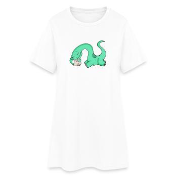 Dinosaures avec bébés dinosaures - Robe T-shirt Femme - blanc - Devant