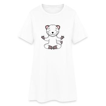 Chat de yoga Propriétaire de chat Bobtail japonais - Robe T-shirt Femme - blanc - Devant
