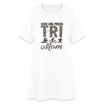 Triathlète Tri Mom bruyante et fière - Robe T-shirt Femme - blanc - Devant