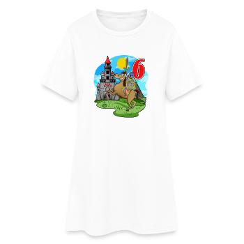 Chevalier 6ème Anniversaire 6 Ans Jeune Cadeau - Robe T-shirt Femme - blanc - Devant
