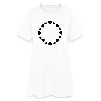 Les cœurs tournent en rond grand petit - Robe T-shirt Femme - blanc - Devant