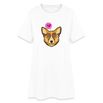 Chien géométrique au cœur - Robe T-shirt Femme - blanc - Devant