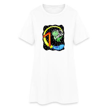 Jeune astronaute dinosaure de 7 ans - Robe T-shirt Femme - blanc - Devant