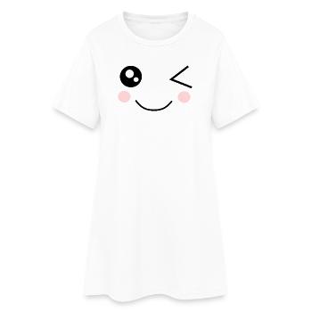Visage Kawaii Drôle - Robe T-shirt Femme - blanc - Devant