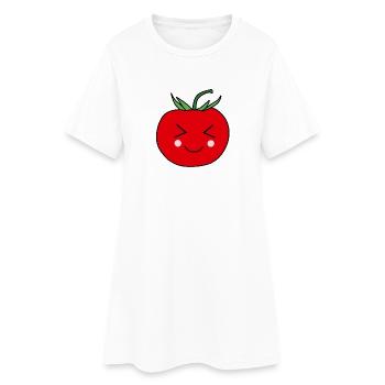 Süßes Tomaten Gesicht Design Geschenk - Frauen T-Shirt-Kleid - Weiß - Vorne