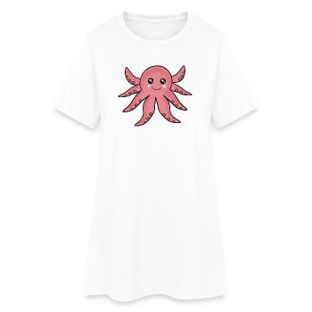 Animaux Kawaii Pieuvre - Robe T-shirt Femme - blanc - Devant