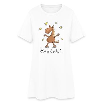 Pferd "Endlich 1." Erster Geburtstag - Frauen T-Shirt-Kleid - Weiß - Vorne