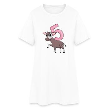 Fille de 5 ans Okapi cadeau de 5ème anniversaire - Robe T-shirt Femme - blanc - Devant