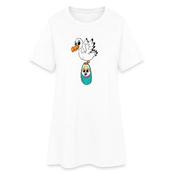 Oiseau avec grossesse de bébé - Robe T-shirt Femme - blanc - Devant